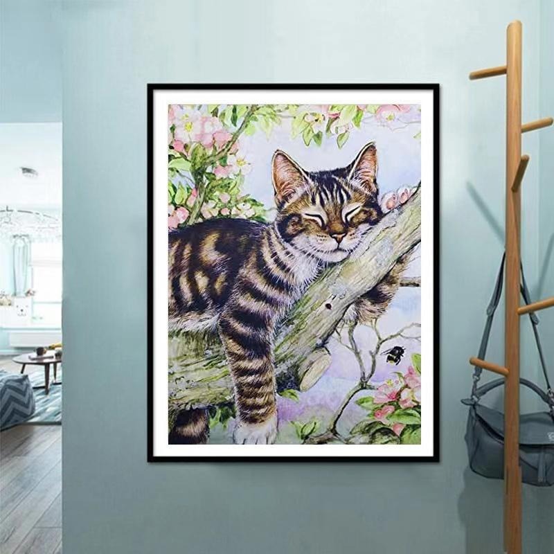 5D ダイヤモンドアート キット 猫 ねこ 動物 ビーズ DIY ビーズ絵画