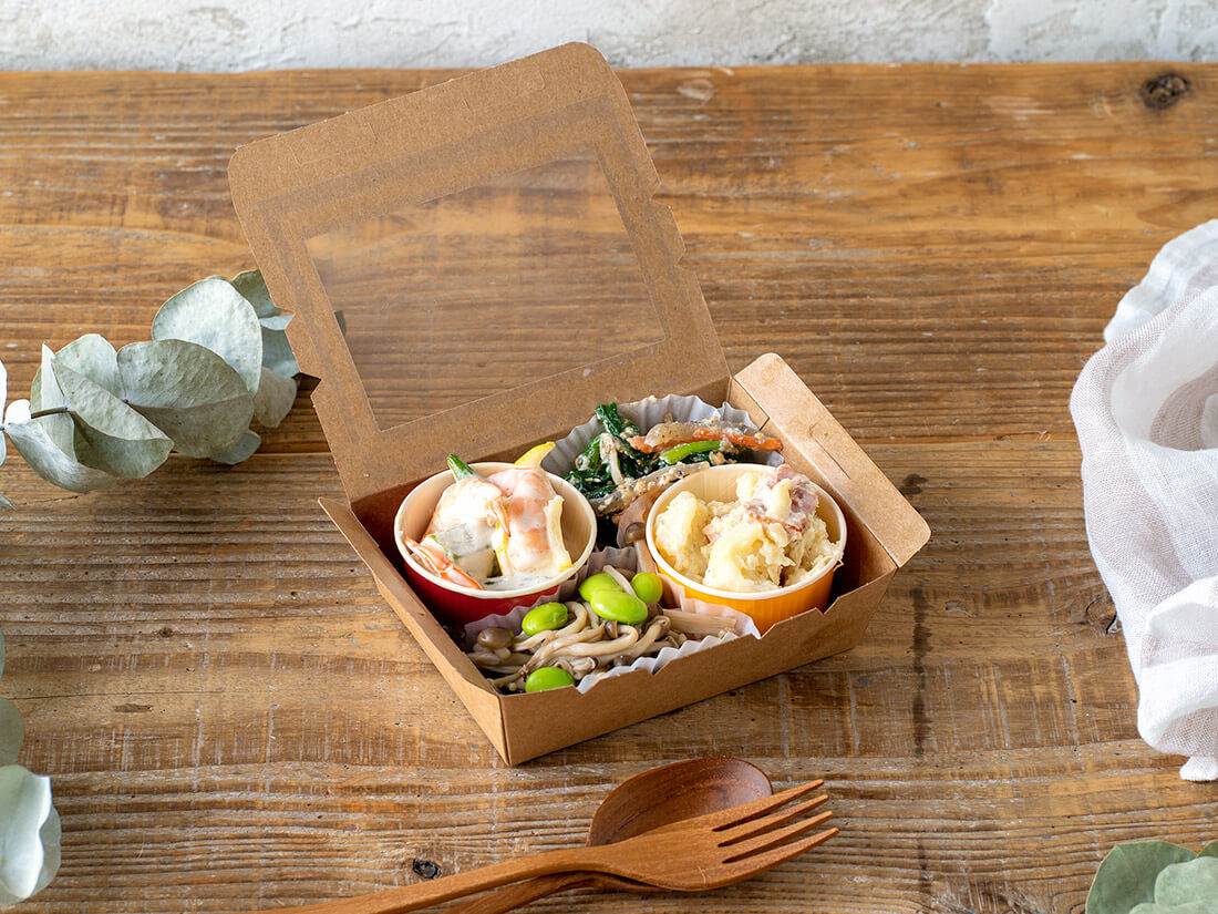 窓付きランチボックス（XS）クラフト | 紙製の弁当容器 | お菓子・パン