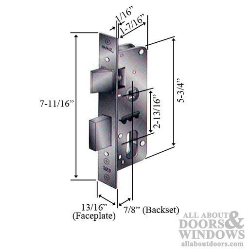 Papaiz #323 Slimline Mortise Lock Body, 7/8