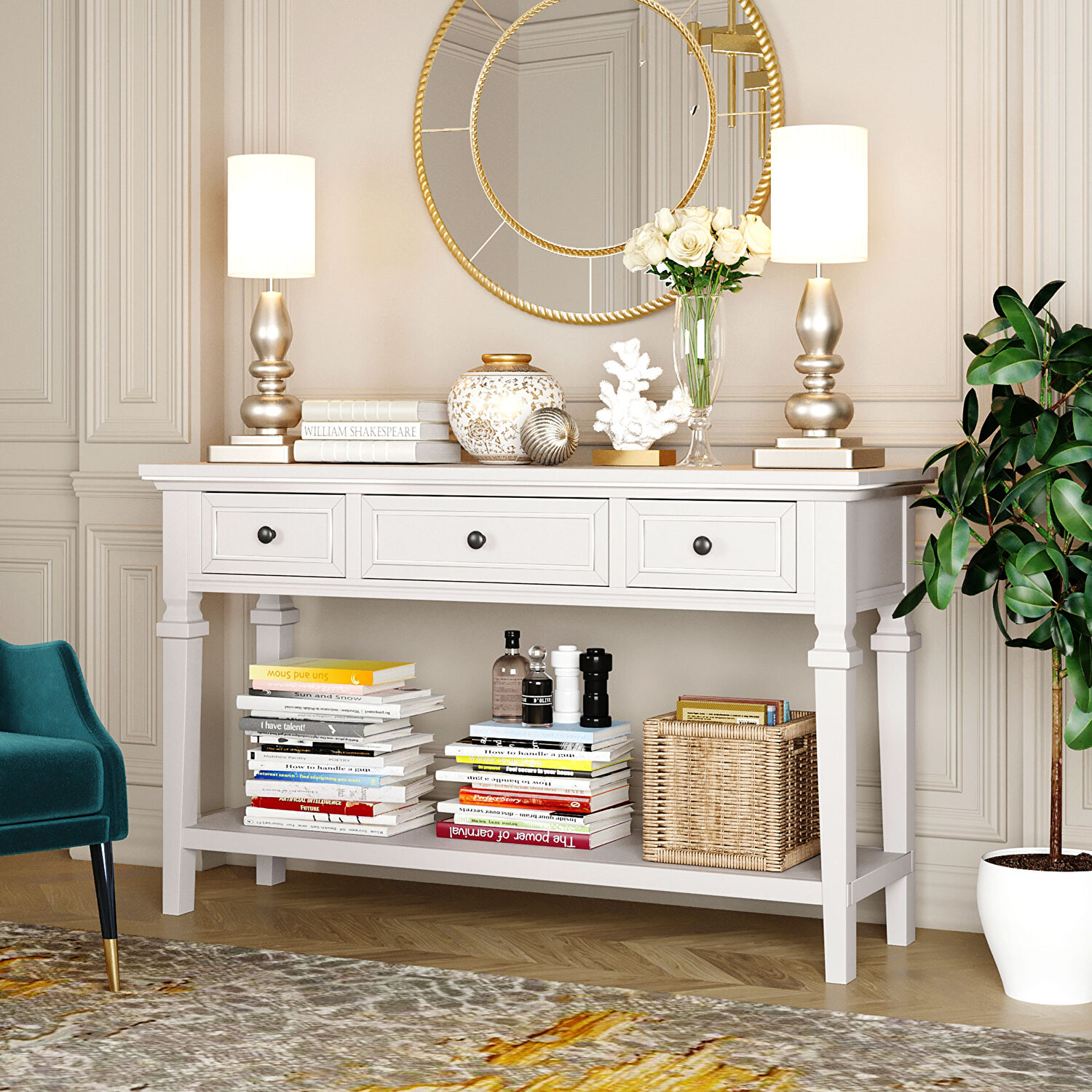 La Spezia W599 White Console Table WF199599AAK | Comfyco