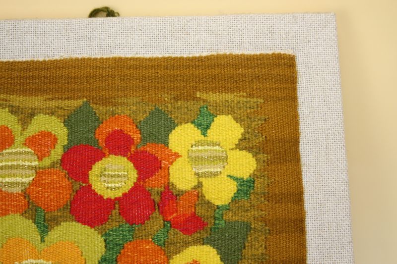 北欧織物 フレミッシュ織/花のパネル （木枠入り） 北欧刺繍と織物の店