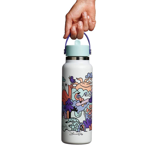 Hydro Flask 40 oz Wide Flex Straw Cap Usss X Hannah Eddy Glacier