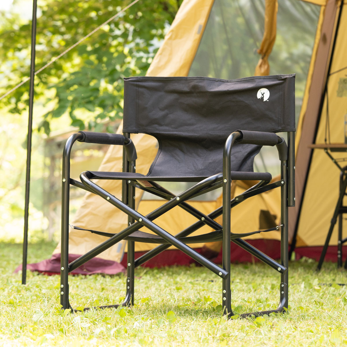 棚モック付きアルミディレクターチェア（ブラック） - アウトドア