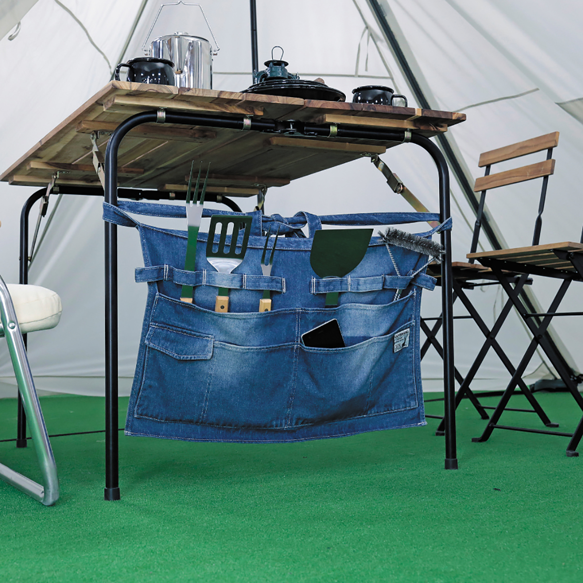 フィールド エプロン ロング(デニム) - アウトドア・キャンプ用品