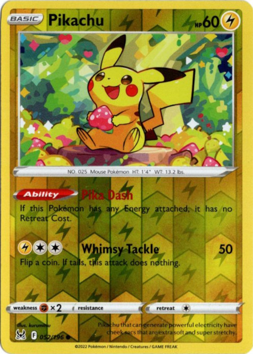 ピカチュウ 海外版 英語版 リバホロ Pikachu - 052/196 -【Card Chicken】