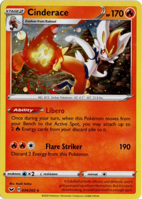 エースバーン 海外版 英語版 ホロ プロモ Cinderace - 034/202 -【Card