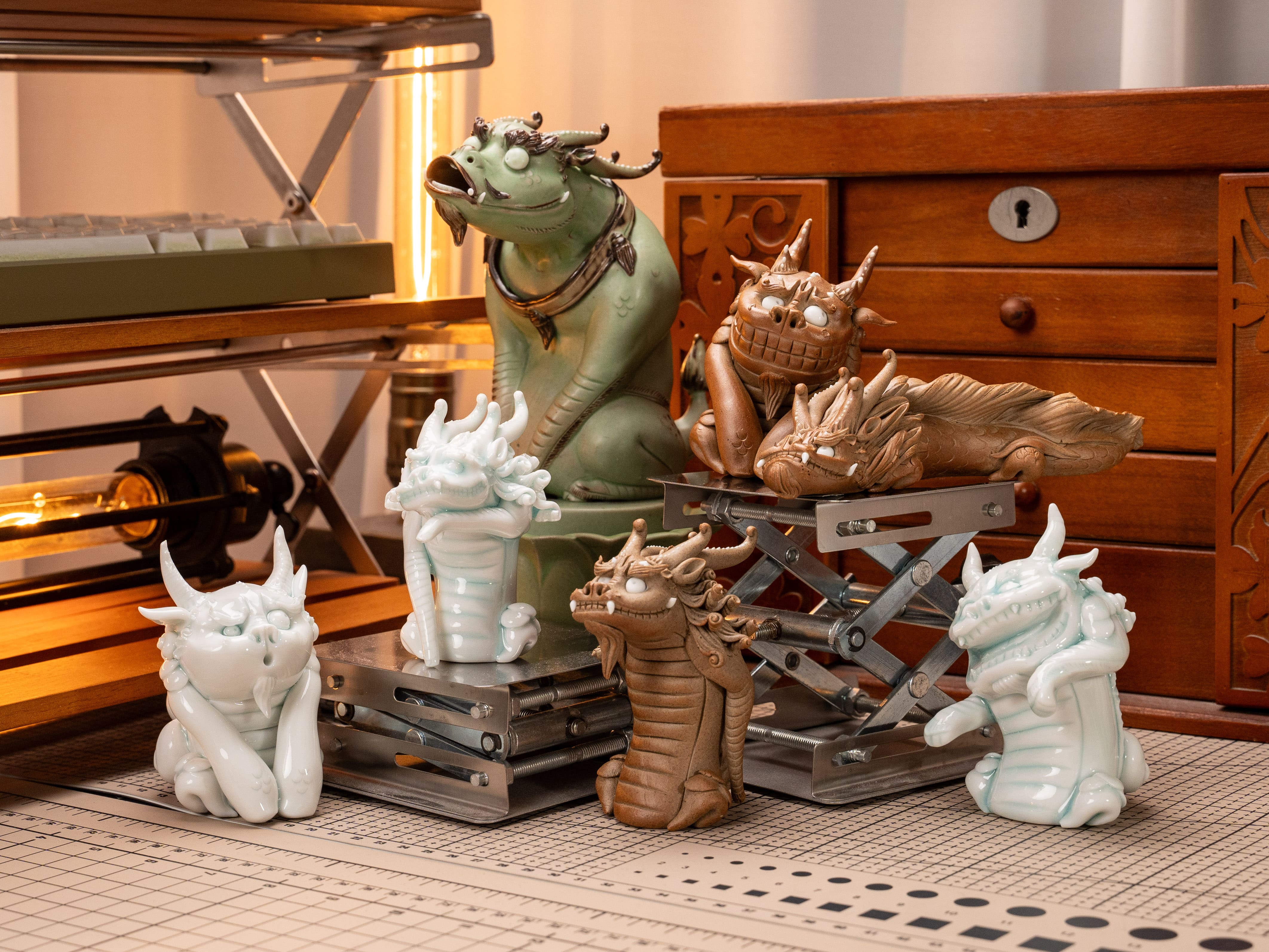 龍の九つの息子の像：伝統と芸術の完璧な融合