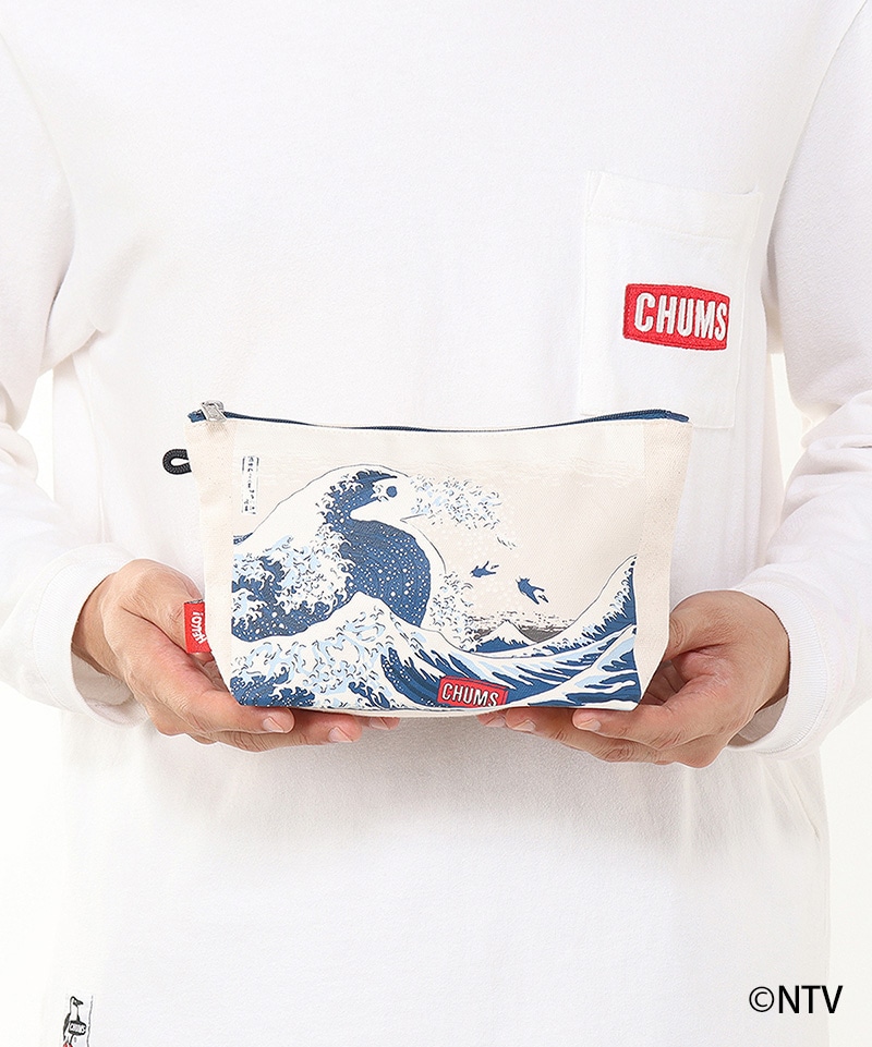 限定】CHUMS x 葛飾北斎 浪裏 Canvas Pouch/【限定】CHUMS x 葛飾北斎