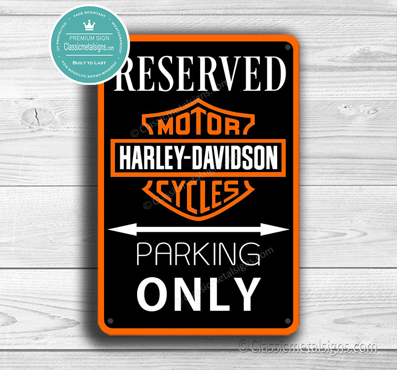 Harley Davidson Parking Only Sign – Brushed Metal Finish, Indoor
