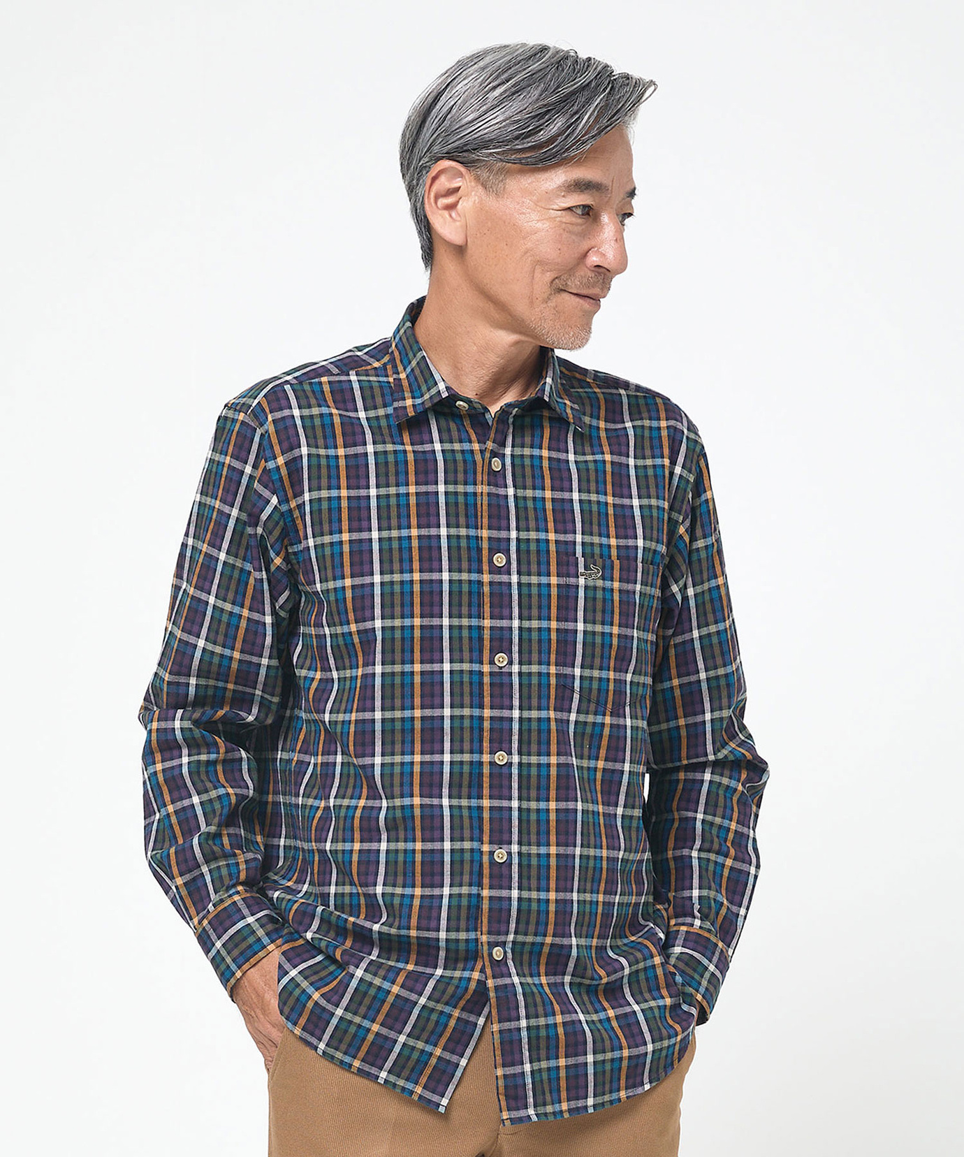 メンズ ピケ起毛 チェック柄 シャツ通販 [1601-55107] - クロコダイル