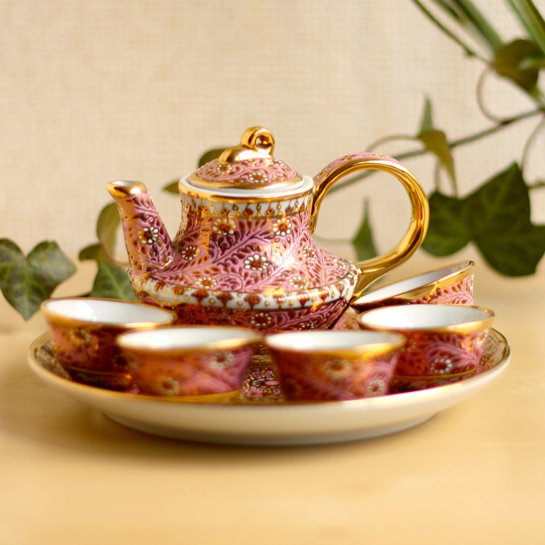 ベンジャロン焼 ティーセット ピンク - CRAFTS DESIGN