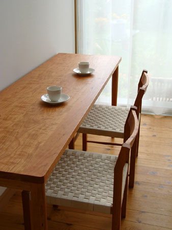 家具工房クラポ・チェリーの丸脚カウンターテーブル 180cm×60cm 無垢材