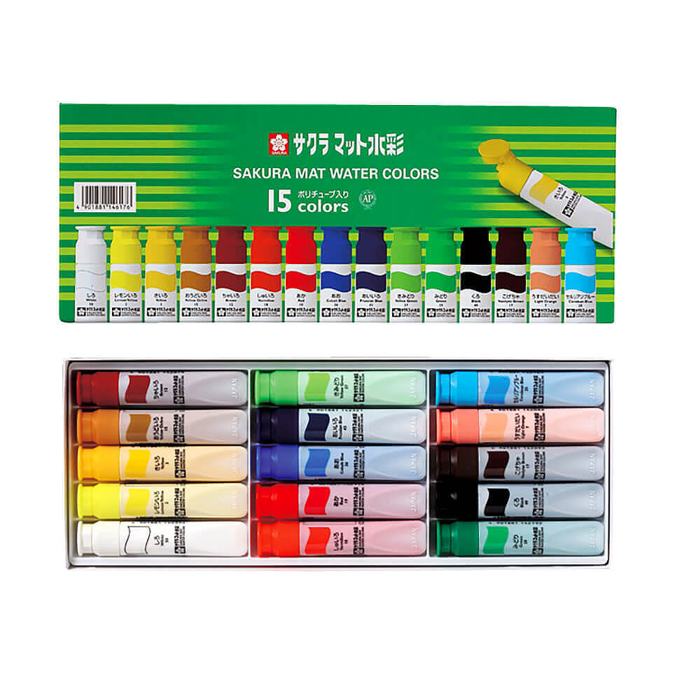 マット水彩18色 ポリチューブ入り（12ml）｜マット水彩｜水彩