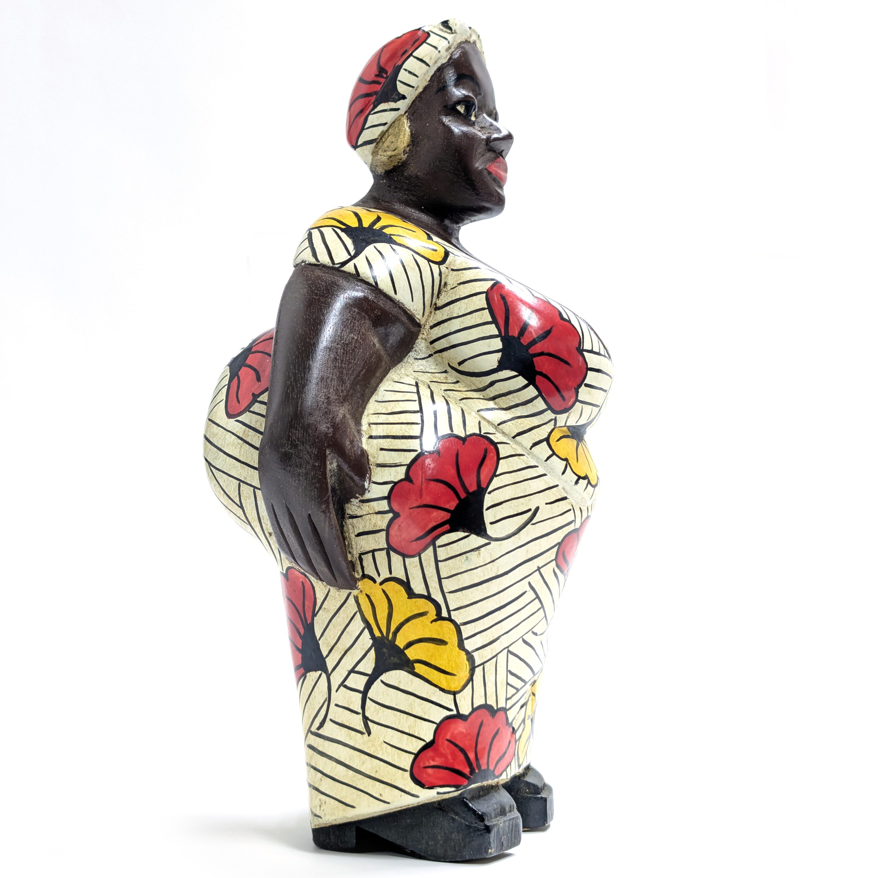 アフリカンマダム 大型コロン人形 29cm インテリア 木彫品 （r411-12