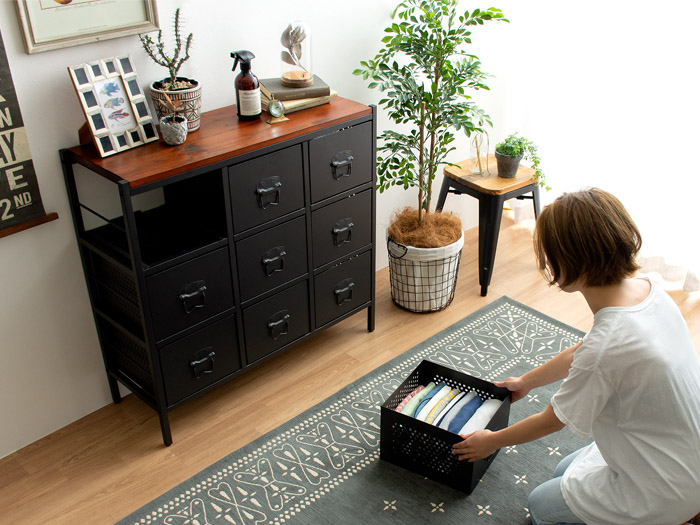 ヴィンテージ調ドロワーチェスト BILLS〔ビルズ〕 [幅92] 9ドロワー