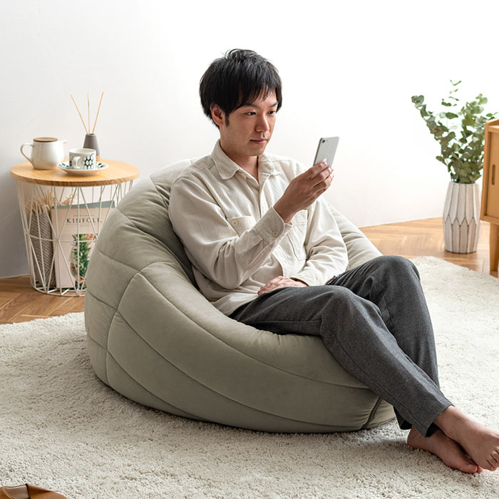 2wayビーズクッション 大きい ごろ寝対応 ベロア生地 Feliz | 家具