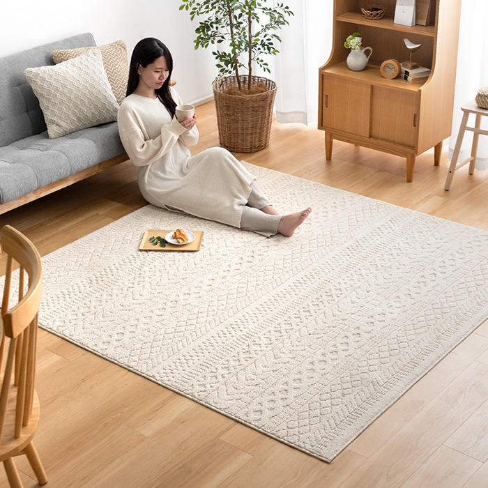 ケーブルニット柄ラグkaren(カレン) 185×185cm | 家具・インテリア通販