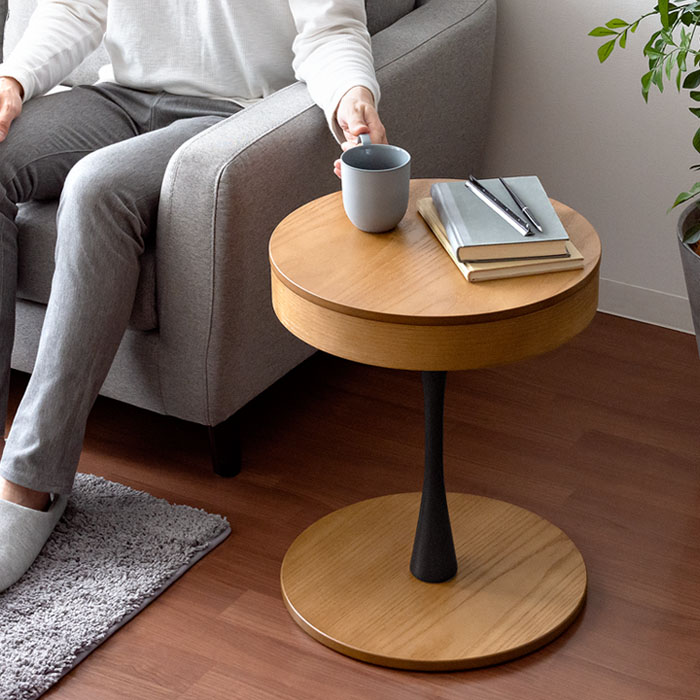 収納付き 丸型サイドテーブル simon(シモン) | 家具・インテリア通販