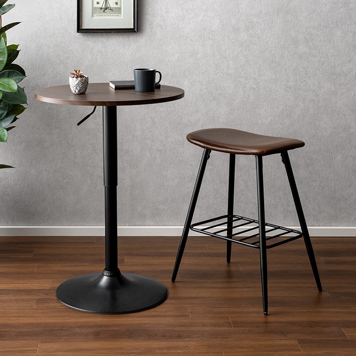 2人用 昇降式カフェテーブル(高さ68.5〜92cm)丸型 | 家具・インテリア