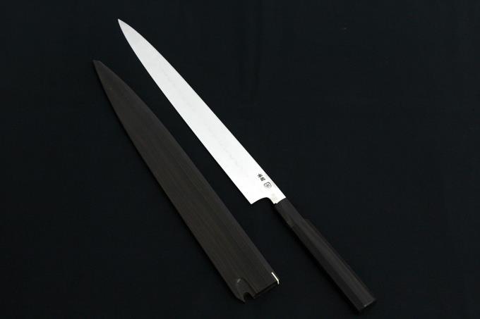 伝統工芸士 一鉄 柳刃包丁 尺一 水焼 本焼 両鏡面 水牛黒檀八角柄 黒檀