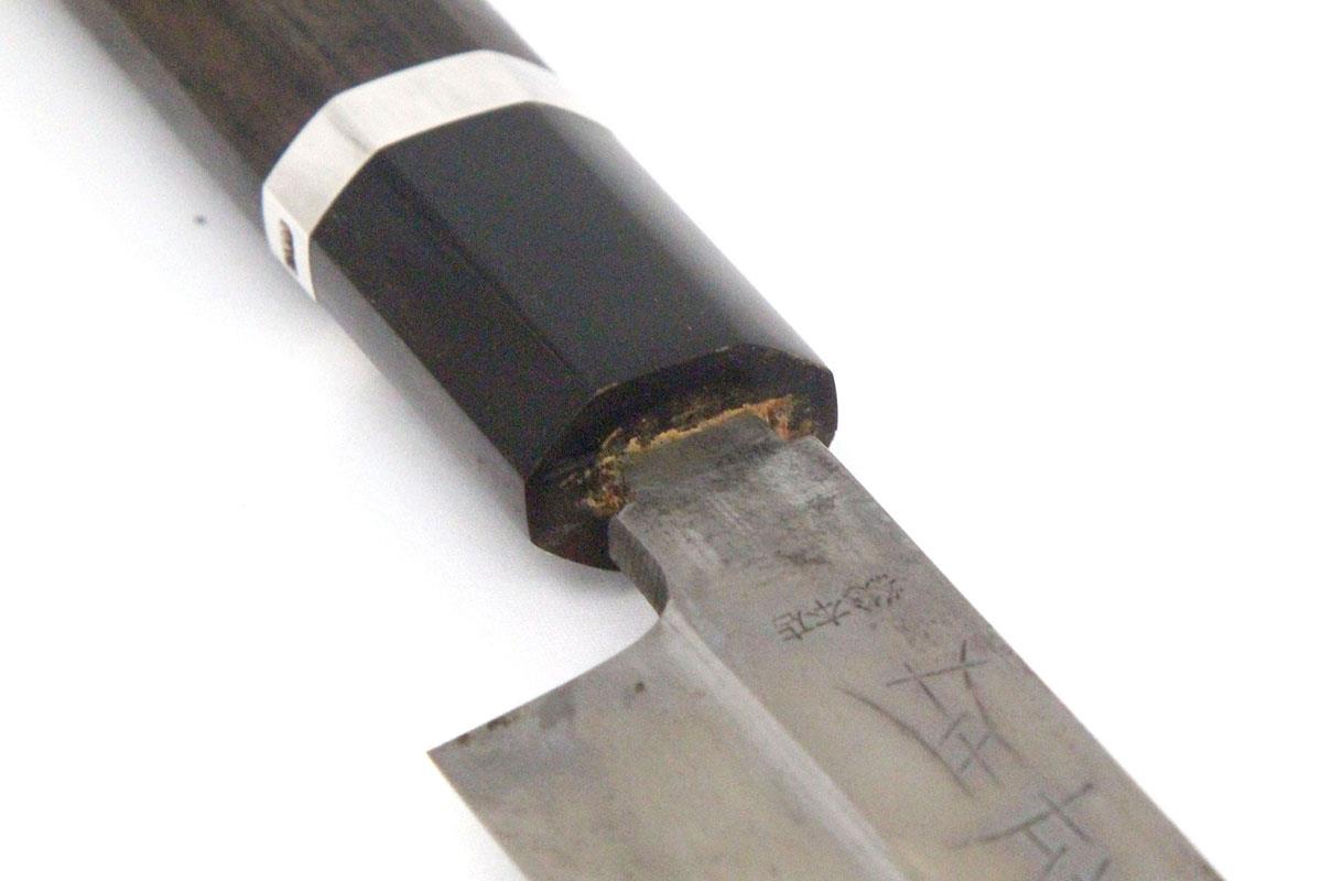 柳刃包丁 本焼 尺二 銀巻黒檀柄 黒檀鞘・袱紗・桐箱付 名入 KN02-A9210