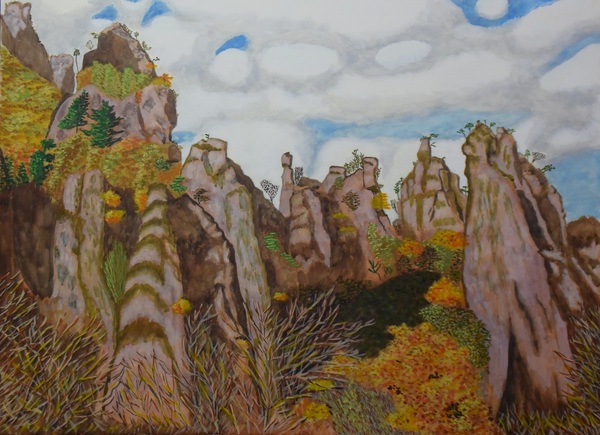 F6「妙義の里」絵画 油絵 油彩画 風景画 アート 妙義山 F6「妙義の里