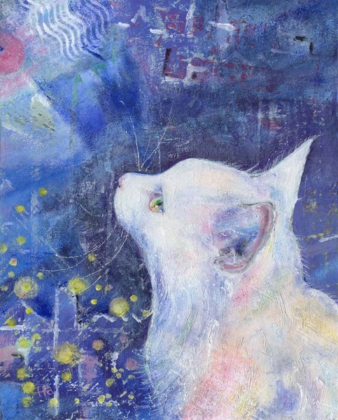 白猫その5」 by 羽賀優子｜Artmeter｜暮らしを彩るアートが、きっと