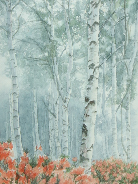 霧の白樺林」 by フジコ｜Artmeter｜暮らしを彩るアートが、きっと見つかる