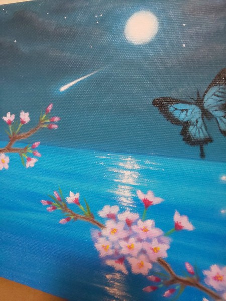 夜桜と蝶」 by 白薔薇｜Artmeter｜暮らしを彩るアートが、きっと見つかる