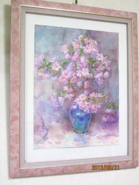 青い壷とかいどう桜」 by Urara｜Artmeter｜暮らしを彩るアートが