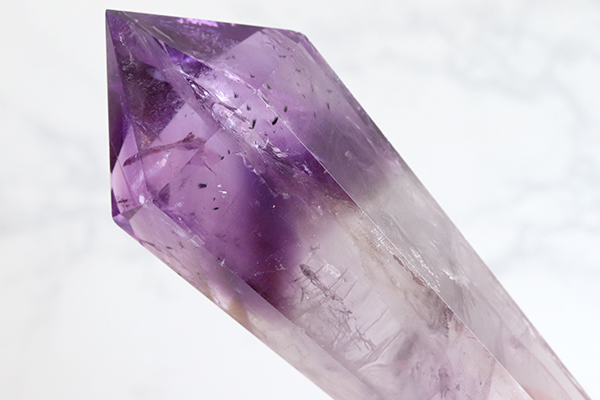 ファントムアメジストポイント（台座付き）-004水晶クラスター、天然石