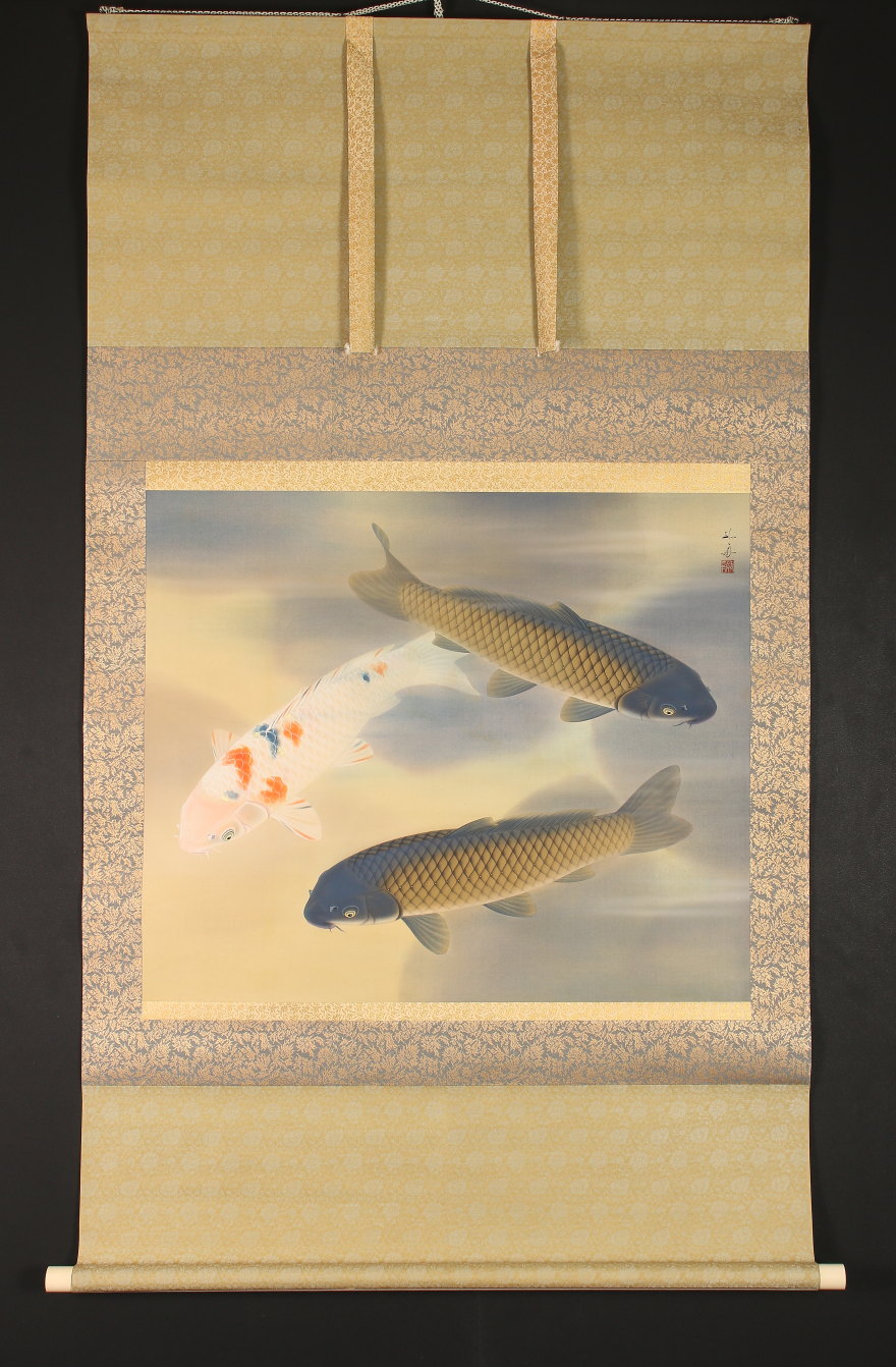 模写/雪舟/大鷹之図/桐時代題箱付/布袋屋掛軸HE-238 模写/雪舟/大鷹之