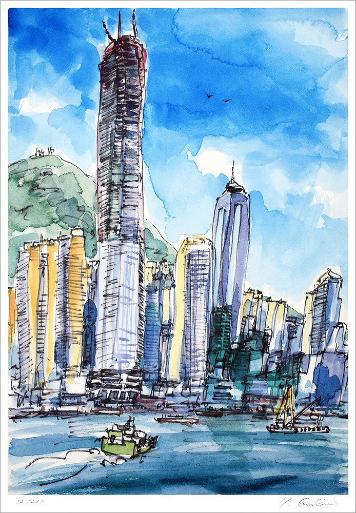 榎木孝明 絵画 (版画/ジクレー) 新しい朝 No.3/香港島 3065|アート