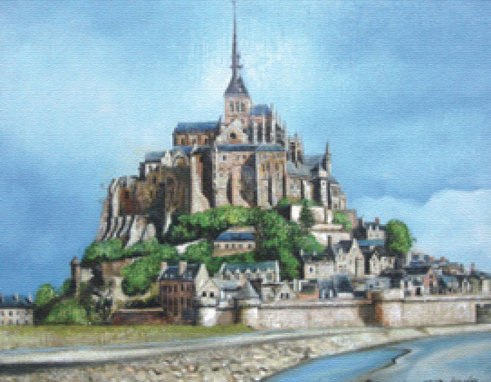 武田茂 絵画 (版画/キャンバスジクレー) モン・サン・ミッシェル 4688