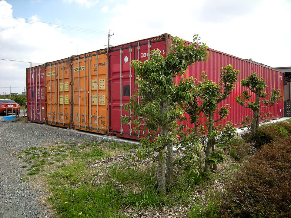 40ftコンテナ 4本連結 全面フルシャッターコンテナ倉庫 | ATS, Japan