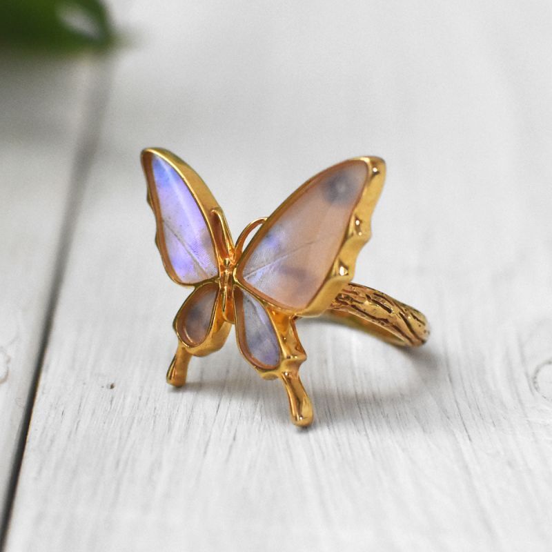 スルコウスキーモルフォ 蝶の翅 シルバー 925 リング 指輪 (ゴールド