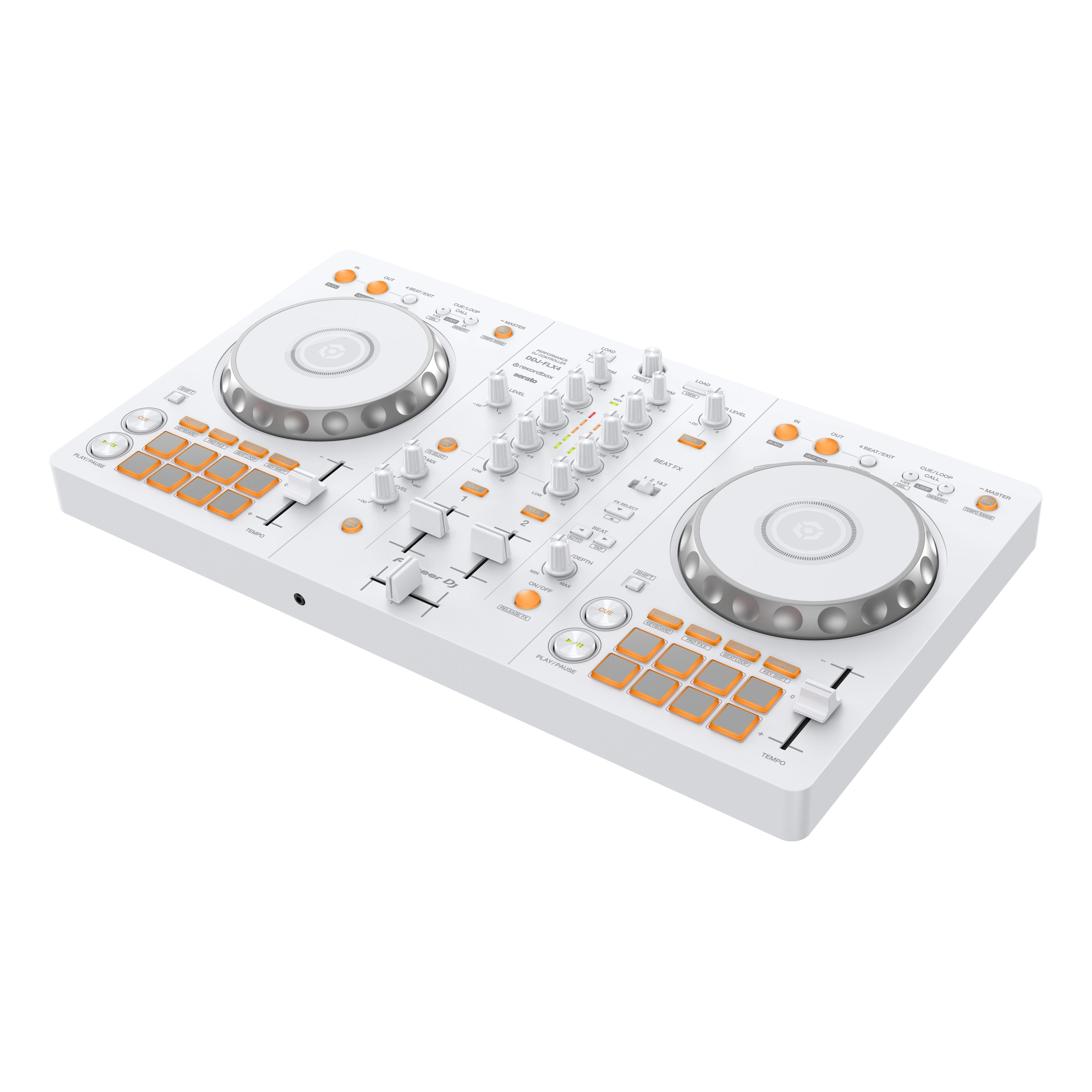 Pioneer DJ DDJ-FLX4-W and White EV Speakers Bundle | AVMaxx