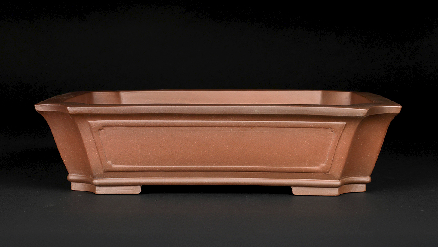 紫泥外縁隅切額面長方鉢 | 盆栽、盆栽書籍、盆栽鉢の通販│近代出版