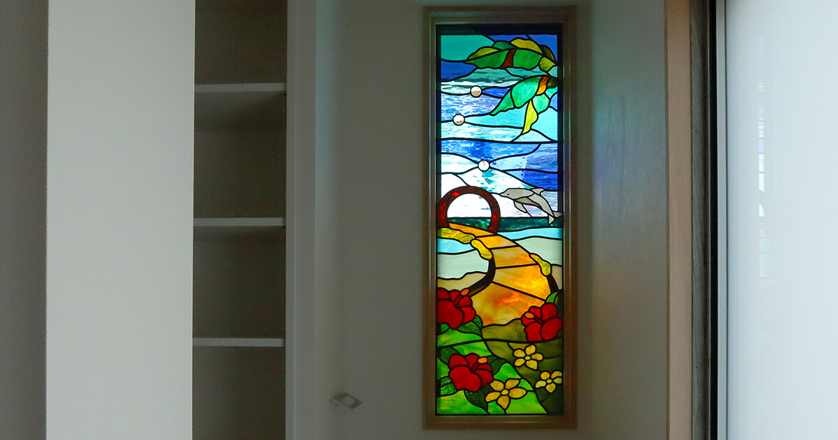 鳥・犬・猫・魚などのデザイン-019「イルカ」| ステンドグラスバロック