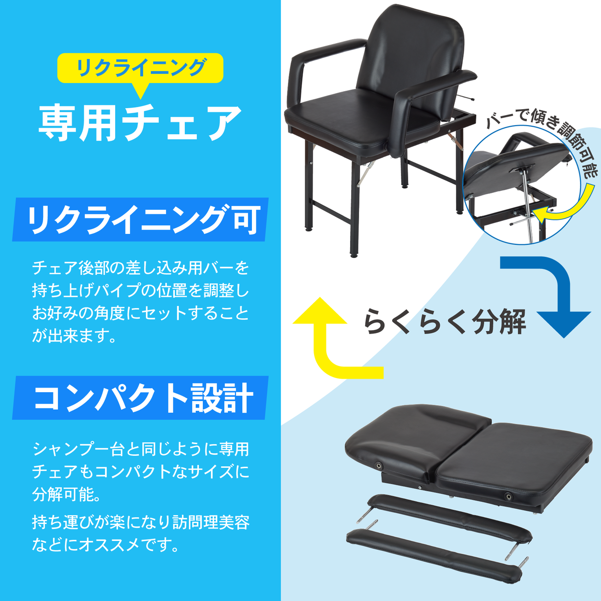 展示品】未使用品☆訪問美容や介護に最適☆折りたたみ移動式シャンプー