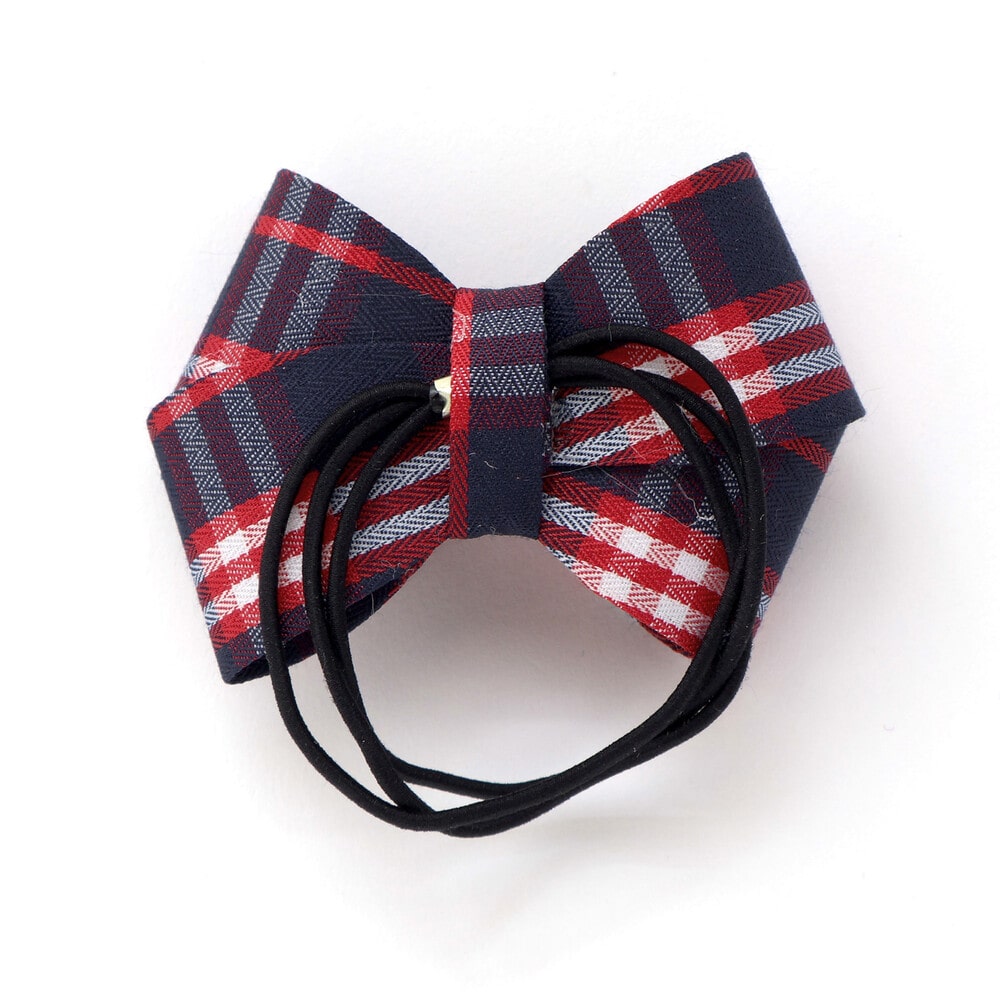 いろいろリボンヘアゴム(ﾜﾝｻｲｽﾞ ネイビー系(チェック)): グッズ【べべ