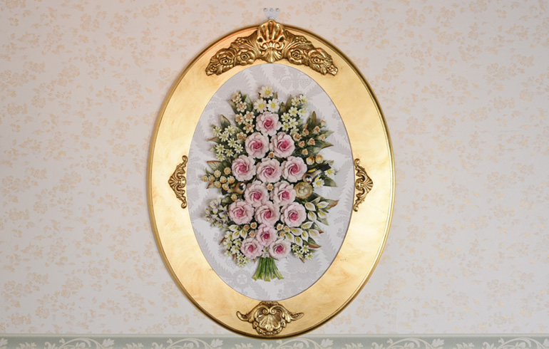 イタリア製 EMMEGI カポディモンテ オーバル 磁器額 幅70cm | ロココ