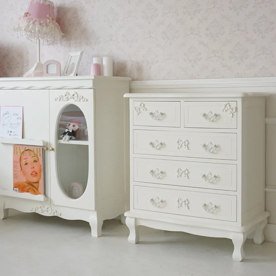 ステラリボン 姫系 チェスト ホワイト 幅65cm｜ロココ調家具通販 ベベ