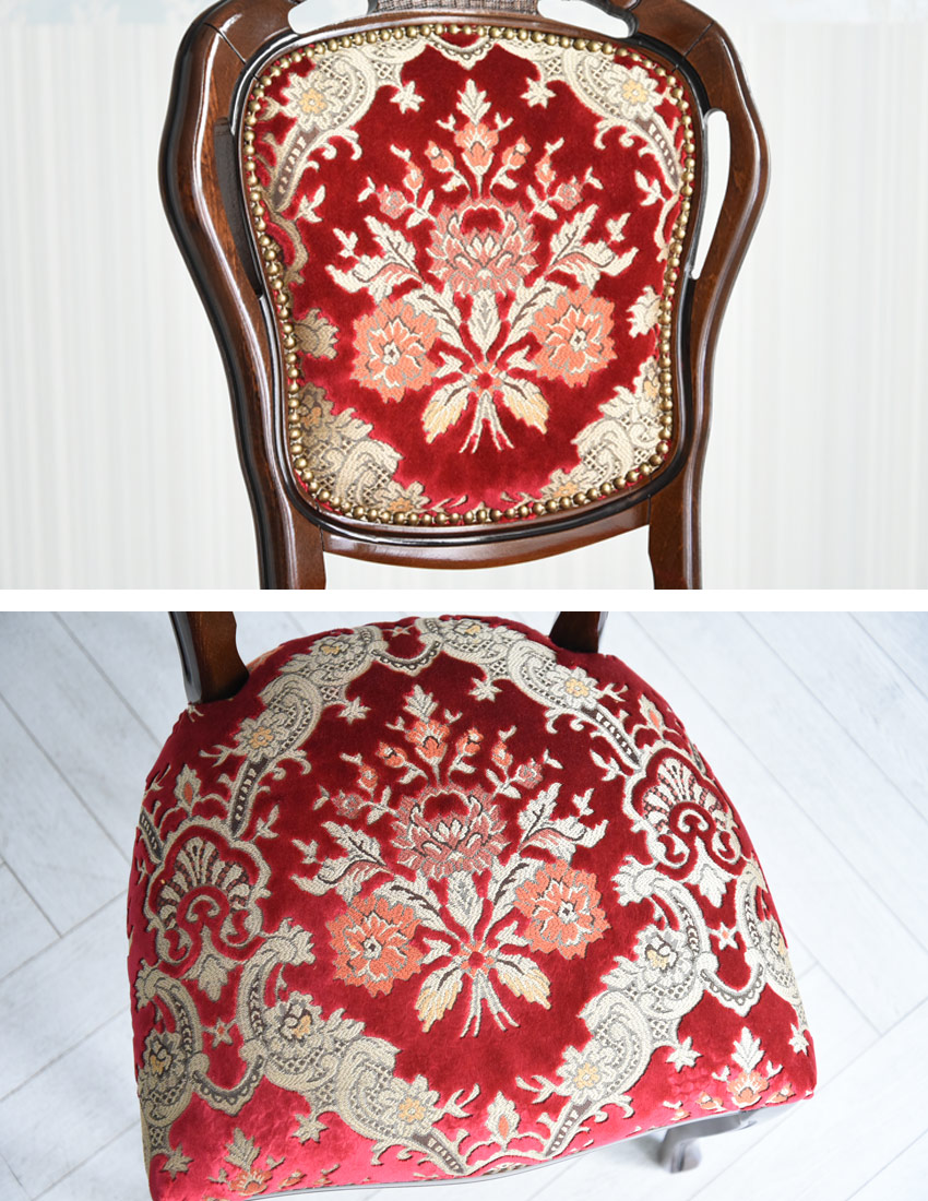 イタリア製 ダイニングチェア 金華山 レッド 幅48cm | ロココ調家具