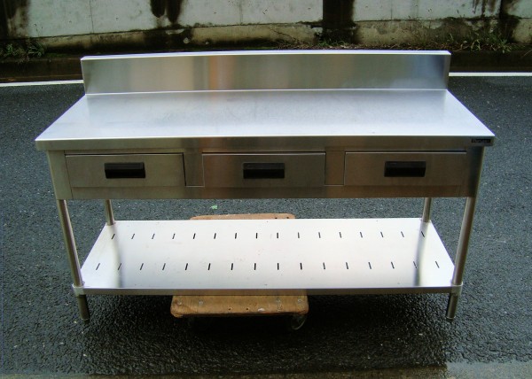 売約済み)◇中古◇マルゼンステンレス作業台/引出し付調理台◇1500×600