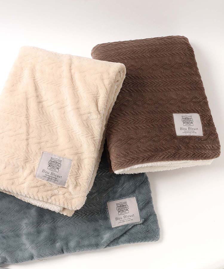 型押しマイクロ裏ボアブランケット(ブルーグリーン): ALL｜Bleu Bleuet
