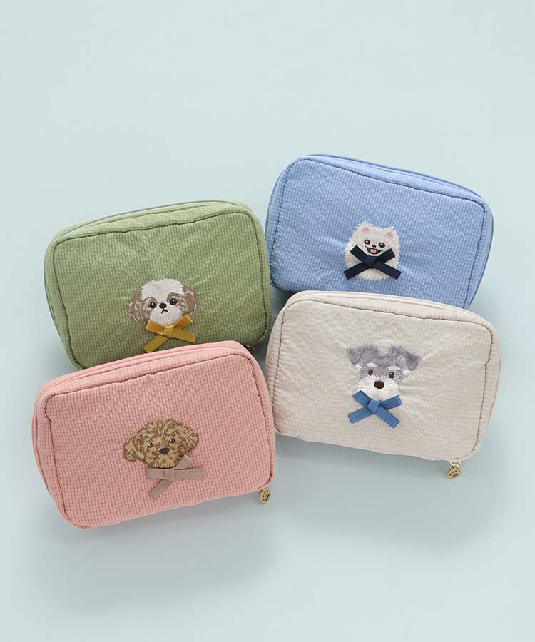 ドッグリボン多ポケットリップルポーチ | Bleu Bleuet（ブルーブルーエ