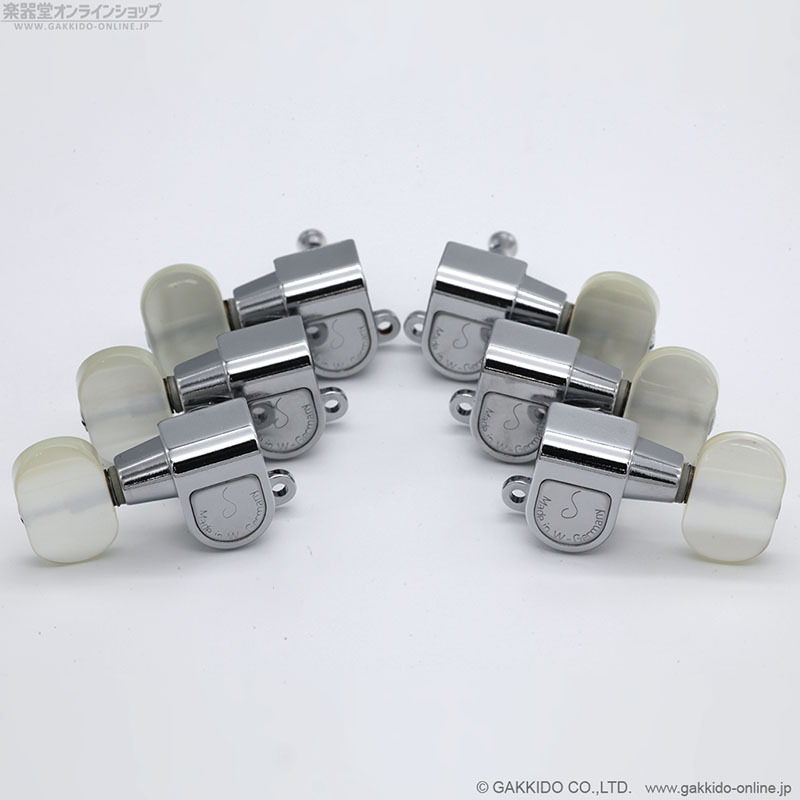 Schaller M6 ギター用ペグ 3L/3R クローム 樹脂ツマミ(少し黄ばみあり