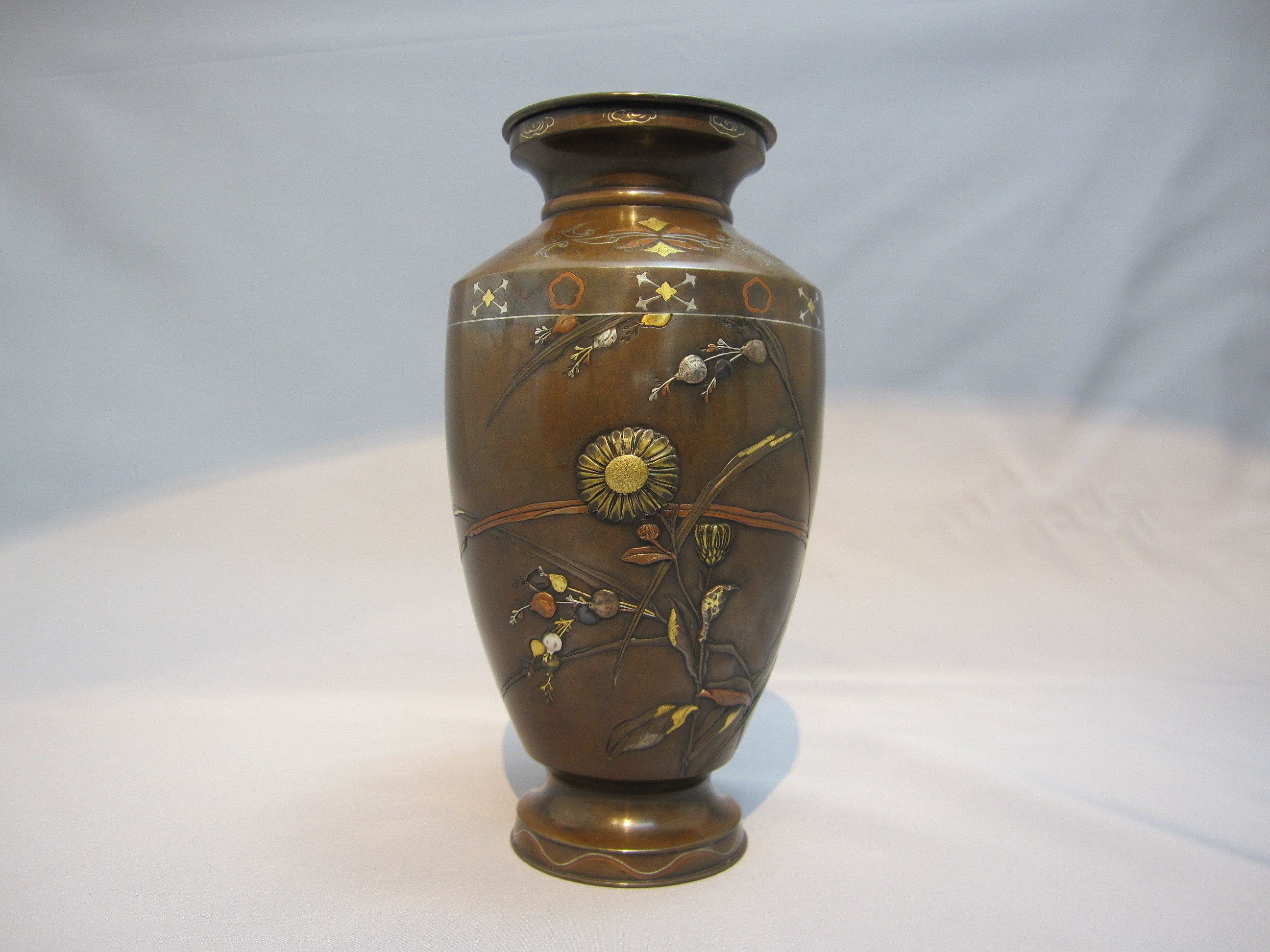 海江戸明治金工 鳳凰山水図 金目 手彫 目貫 4点 金銀象嵌 骨董