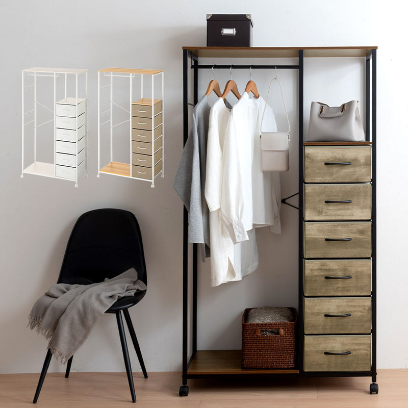 引き出し付きハンガーラック 衣類収納 ハンガーラック おしゃれ ぼん